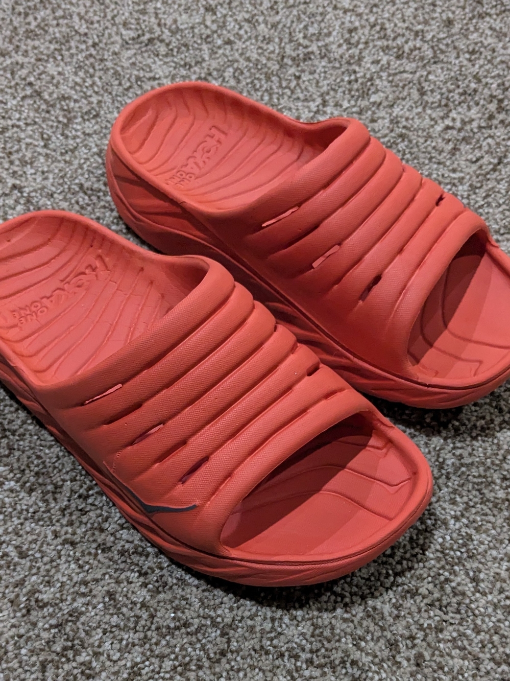 HOKA Ora Men's Size 7 Women's Size 9 Orange Recovery Slides Sandals
